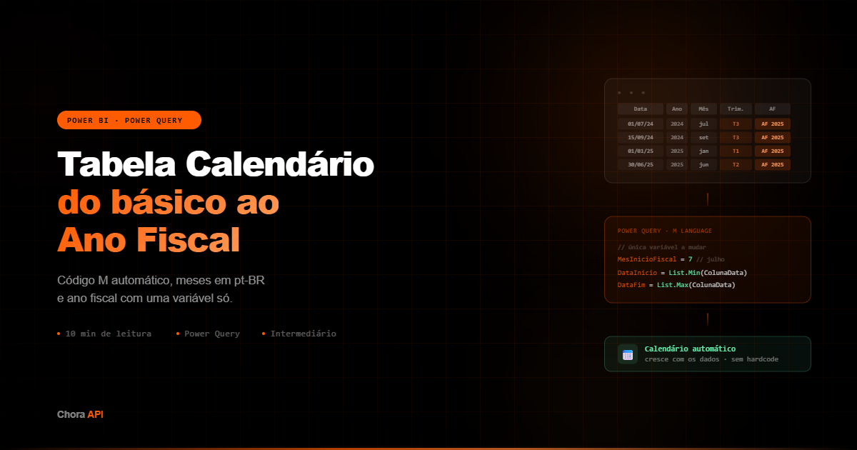 Tabela Calendário no Power Query: do básico ao Ano Fiscal